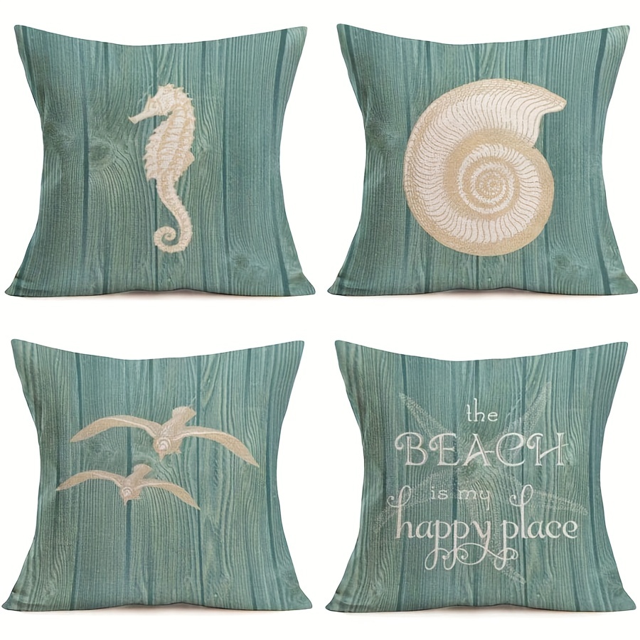 Vintage Wood Ocean Beach Decorative Pillow Case Summer - Temu