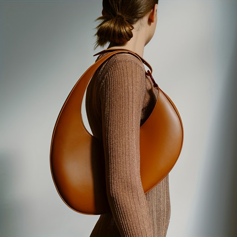 

Niche Design Oval Shoulder Bag, Minimalist Hobo Bag For Women, Stylish Solid Color Handbag