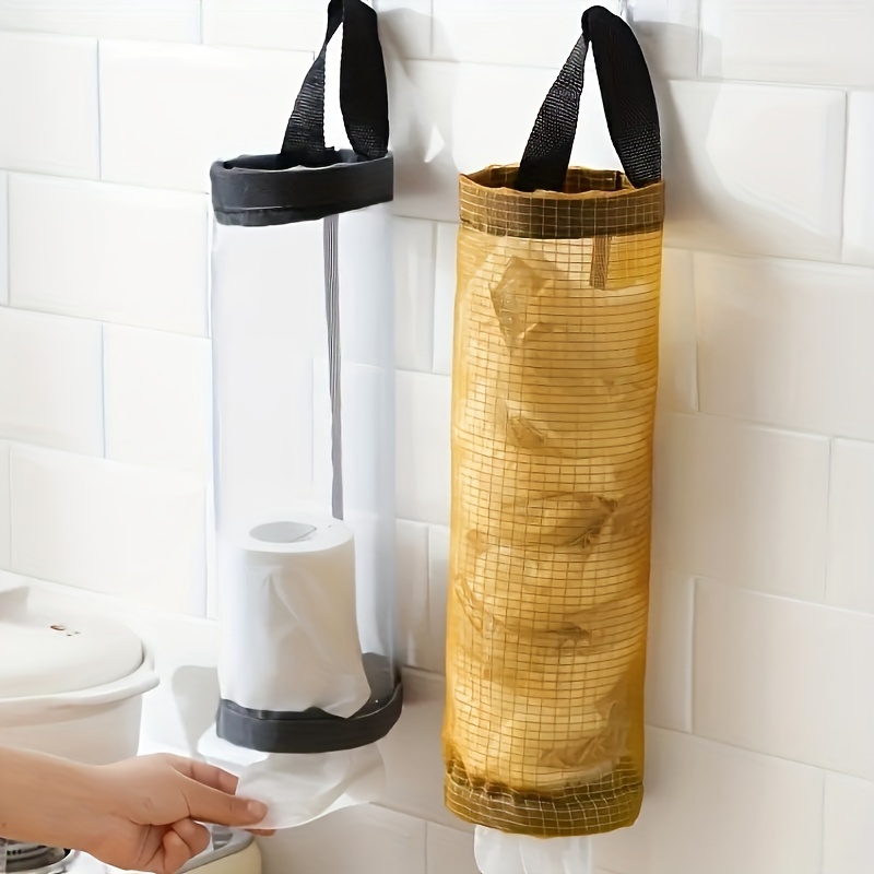 Large Plastic Bag Holder Kitchen Mesh Storage Organizer For - Temu