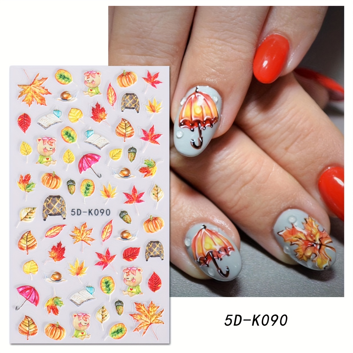 Maple Leaves Nail Art Stickers Decals 3 Sheets