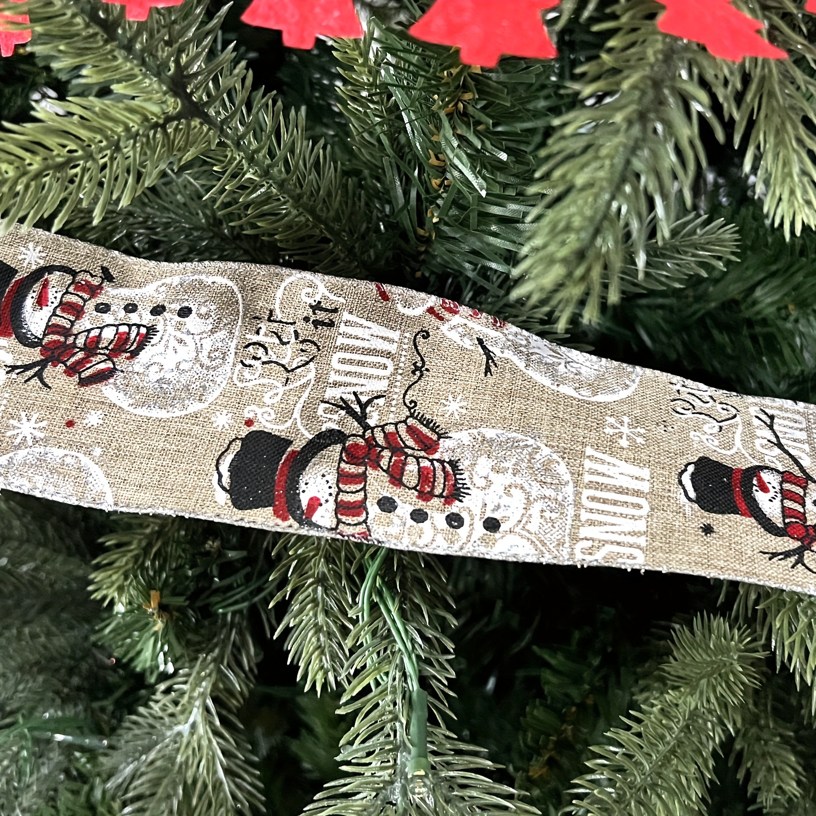 Christmas Ribbons With Christmas Tree Snowman Santa Claus - Temu