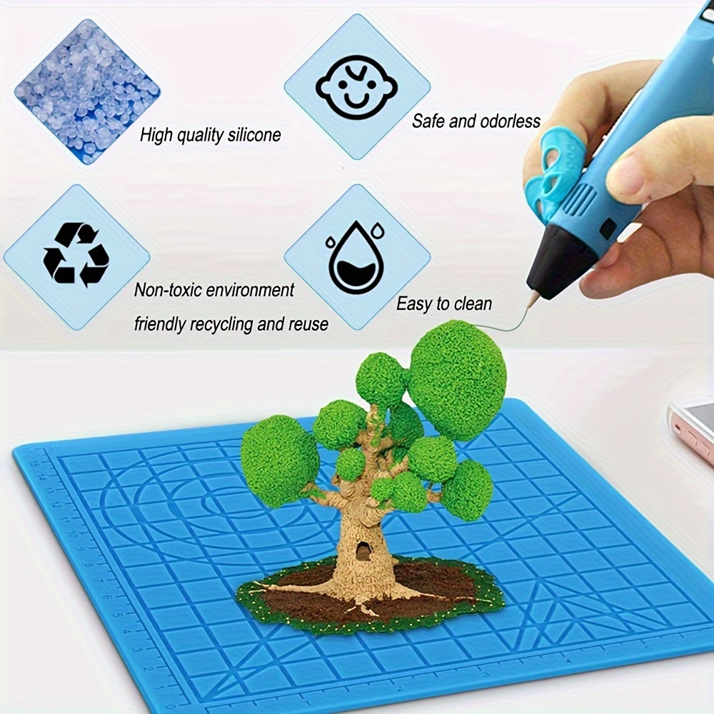 3D Printing Pen Silicone Mats with Basic Template, 3D Pen Drawing Pad for  Kids and Beginners