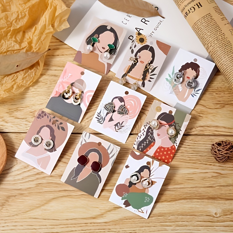 Ear Stud Paper Card Necklace Earring Card Paper Face Girl - Temu