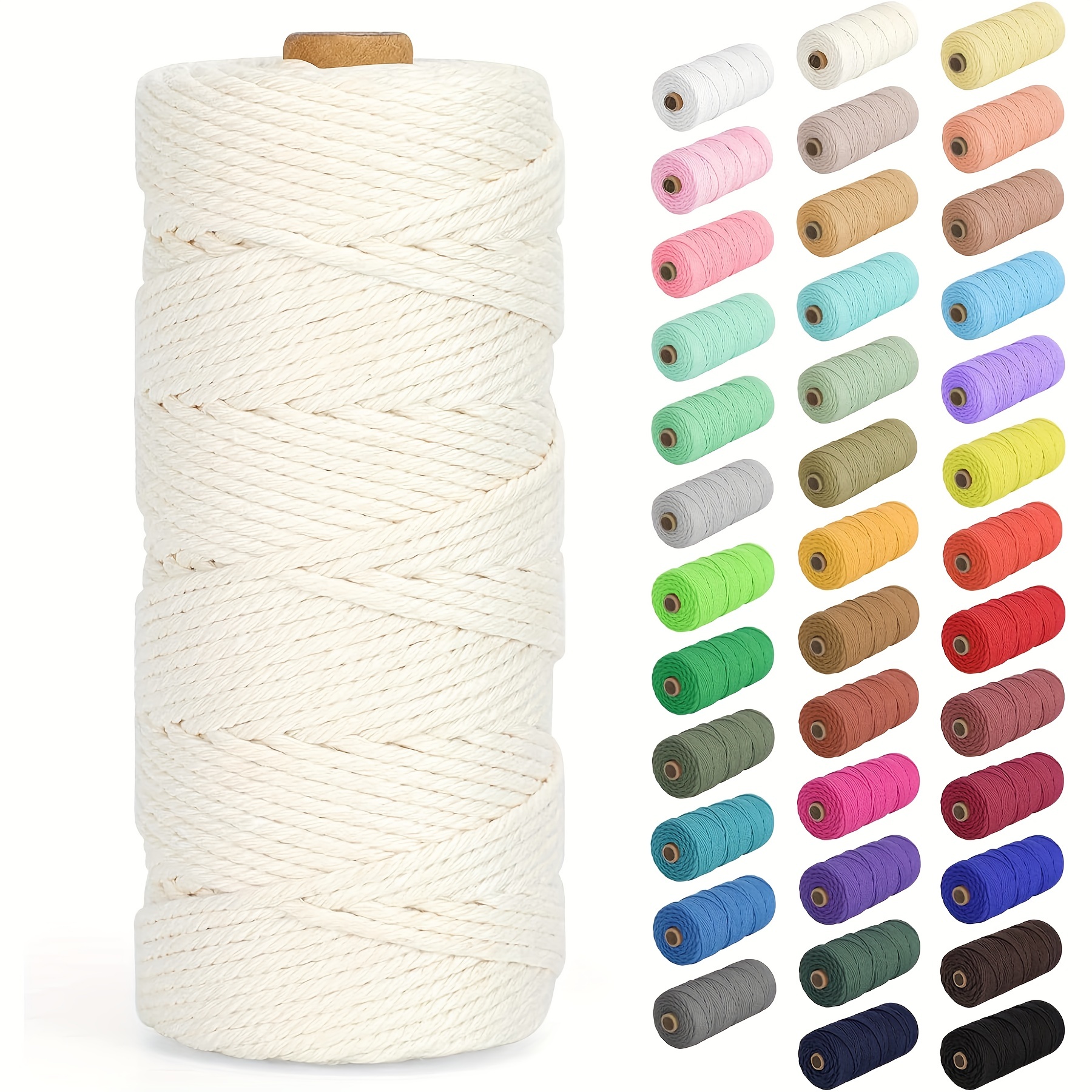 Natural White 100% Cotton Braided Cord Rope Craft Macrame Artisan