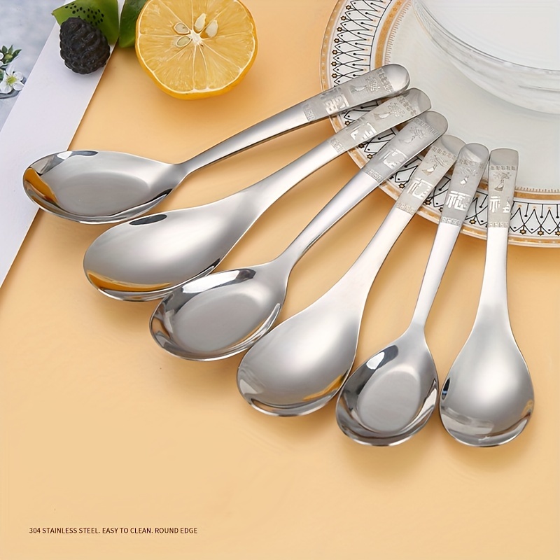 304 Stainless Steel Thickened Soup Spoon Flat Bottom Large