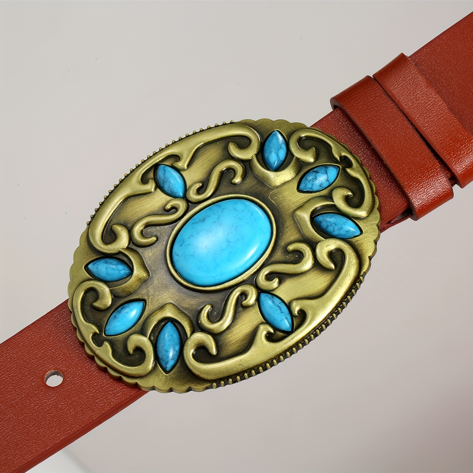 Cowboy Turquoise Embossed Belt - Boho Belts and Jewelry Online