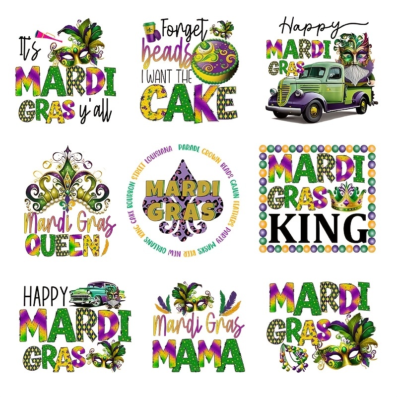 1pc Mardi Gras Theme Heart Transfer Stickers Carnival Festival