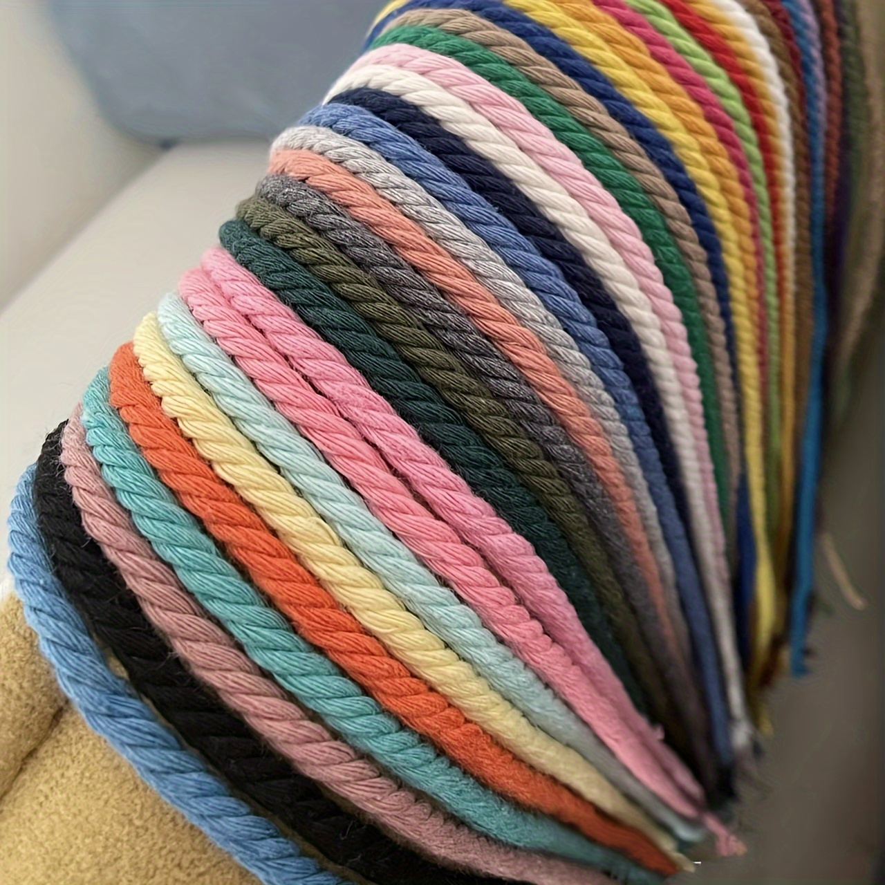 Width Length Colorful Diy Handmade Woven Cotton Rope - Temu