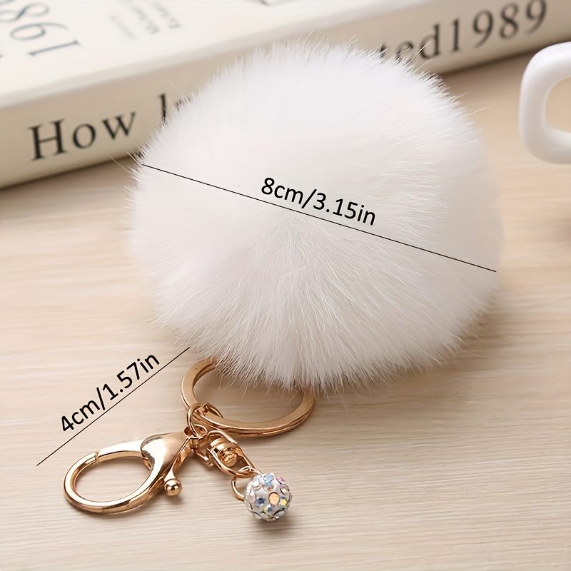 Solid Pom Pom Keychain Fluffy Key Chain Ring Purse Bag Backpack Charm  Earbud Case Cover Accessories Women Girls Gift - Jewelry & Accessories -  Temu