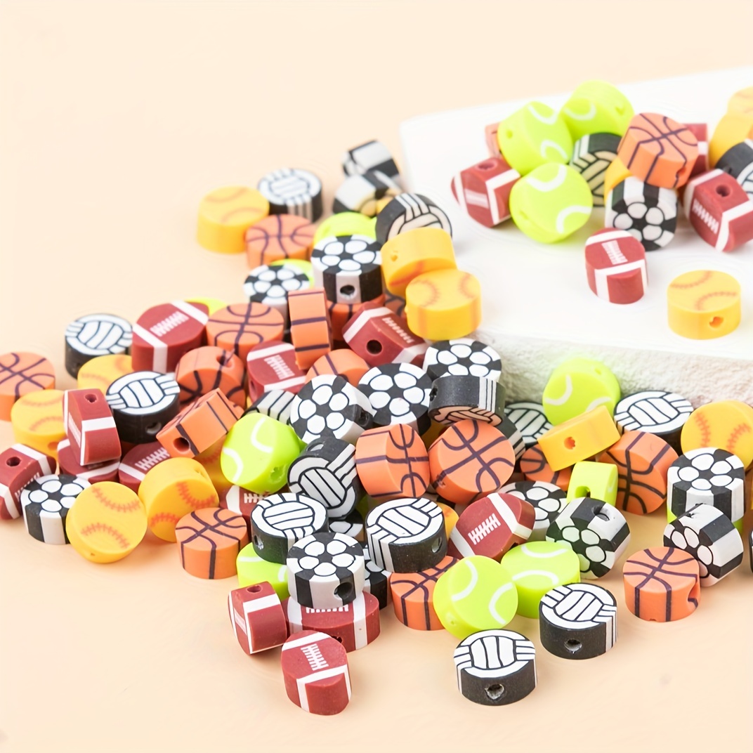 Sports Ball Beads Jewelry Making Sports Polymer Clay Beads - Temu