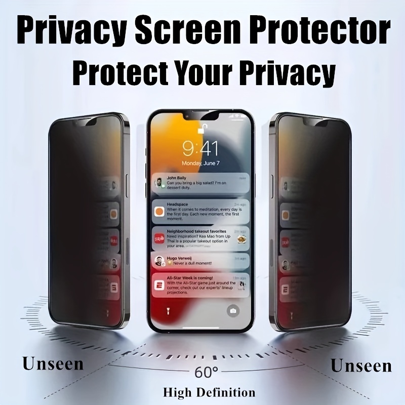 2pcs Protector Pantalla Privacidad + 2pcs Protectores Lente - Temu