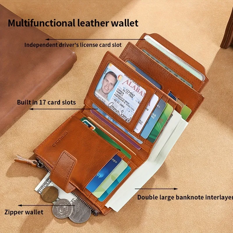 Retro Small Wallet, Driver's Id Card Holder, Zipper Wallet For Men - Temu