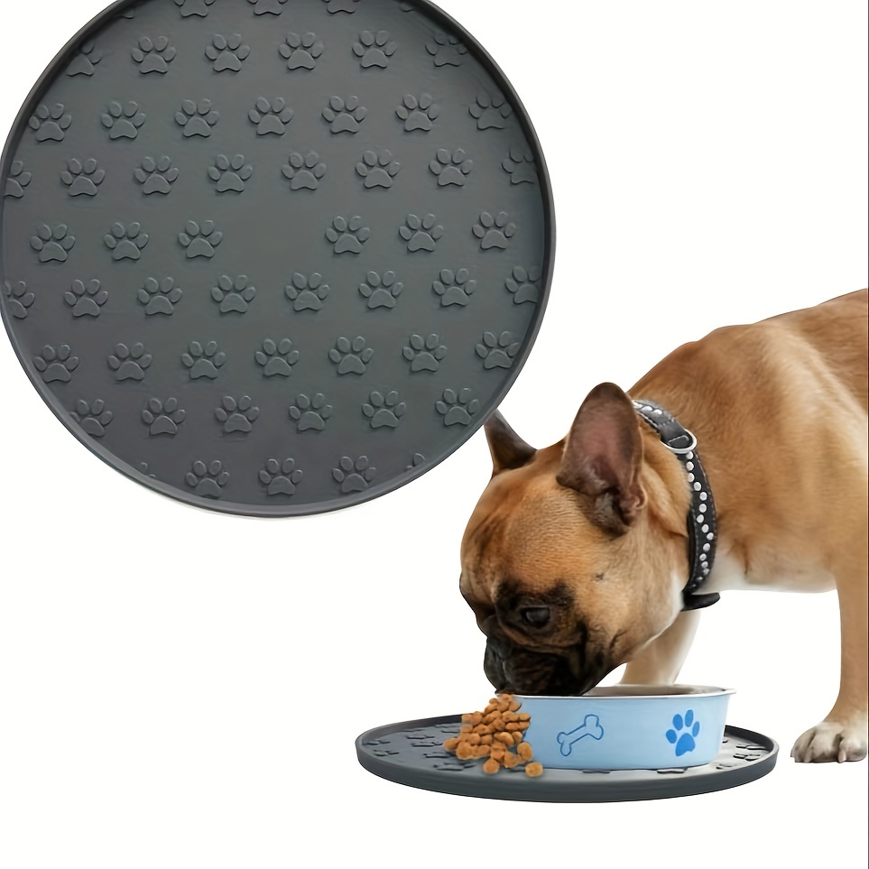 Round Dog Food Mat, Durable Silicone Paw Pattern Dog Feeding Mat, Non-slip  Leak Proof Pet Bowl Mat With Raised Edge, Pet Placemat - Temu