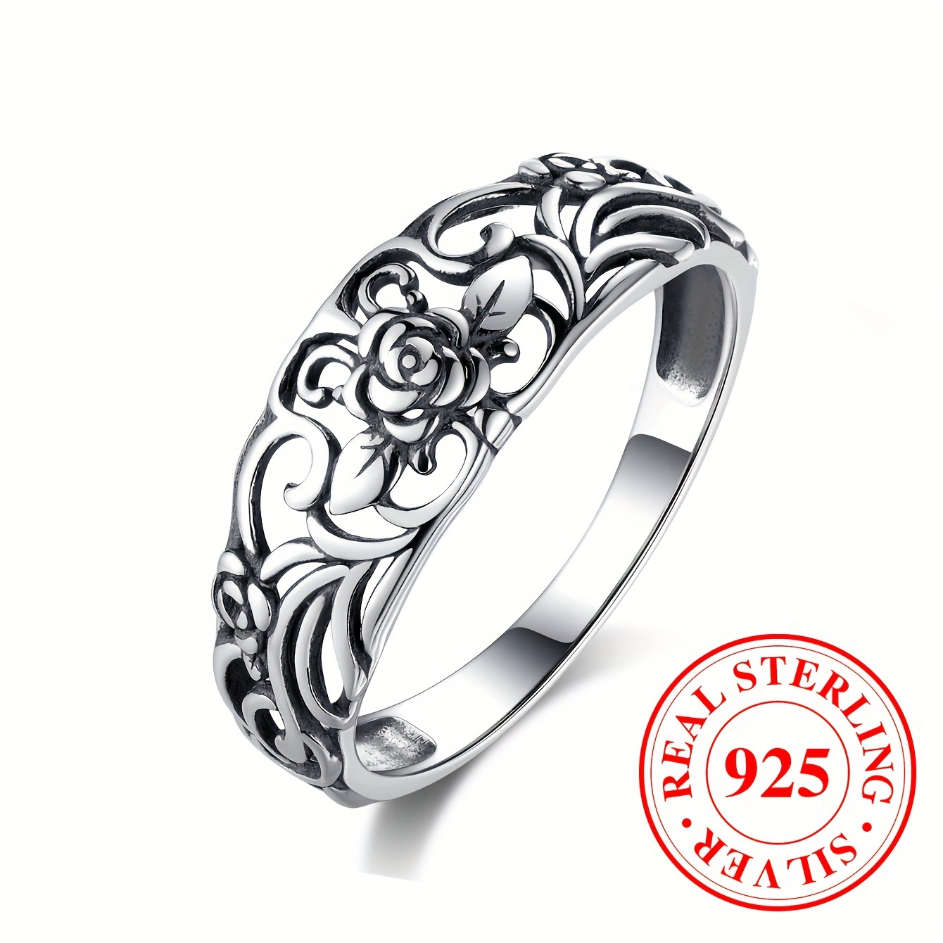 

925 Sterling Silver Ring Delicate Rose Design Symbol Of Beauty And Romance High Quality Engagement/ Wedding Ring With Gift Box