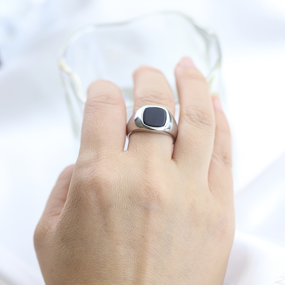 Men's Round Square Ring, Non-Fading Design
