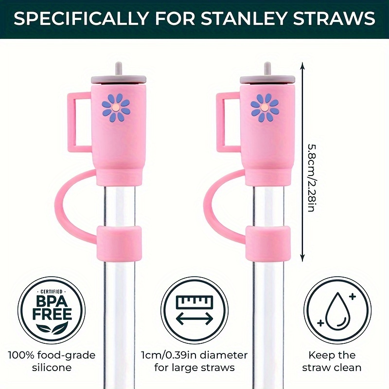 10mm Straw Cover, 6pcs Straw Covers Cap for Stanley Cup 40 oz 30 oz Food  Grade Silicone Cute Large Cloud Flower Straw Topper Tips Cover Protector