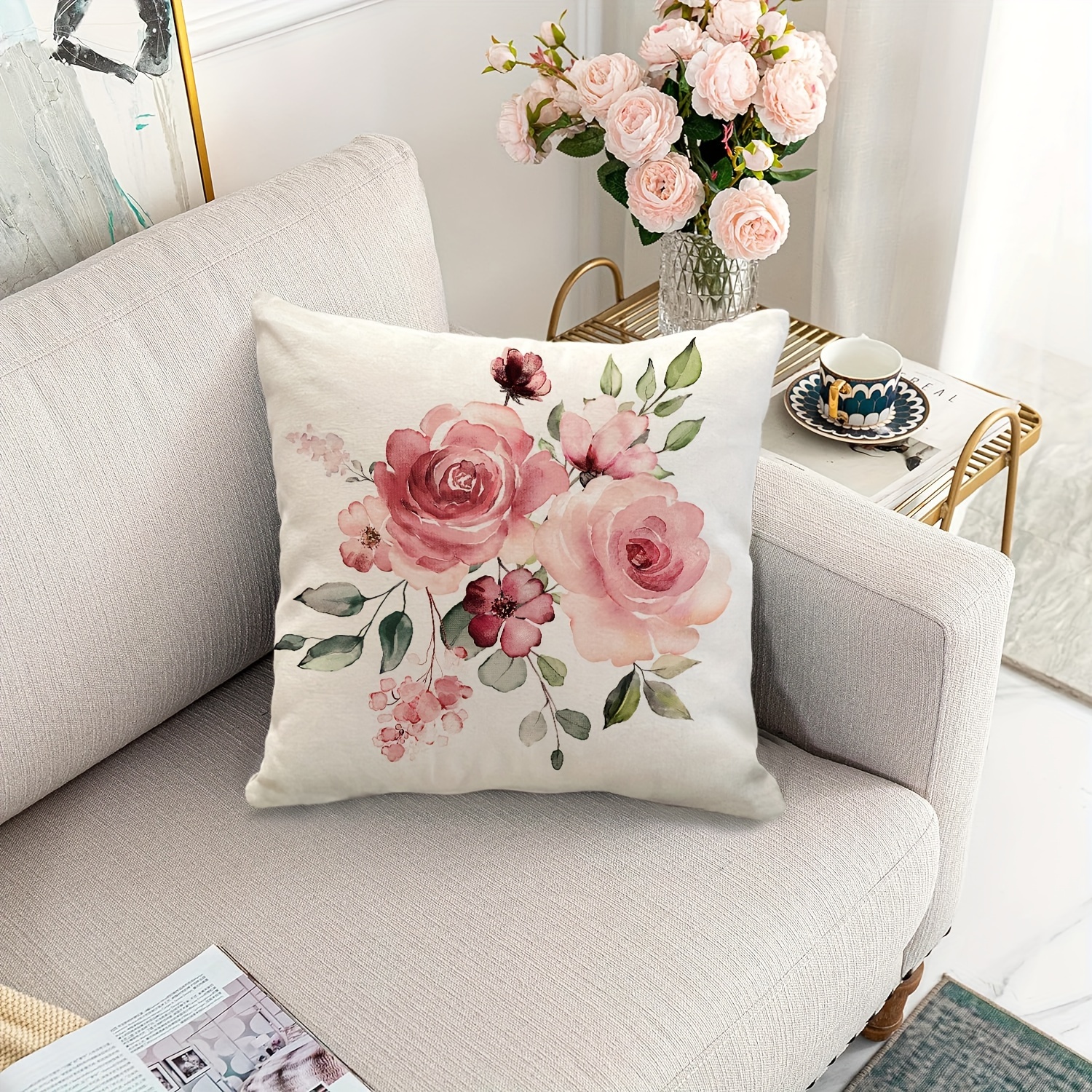 1pc elegant watercolor decorative throw pillow Temu Oman