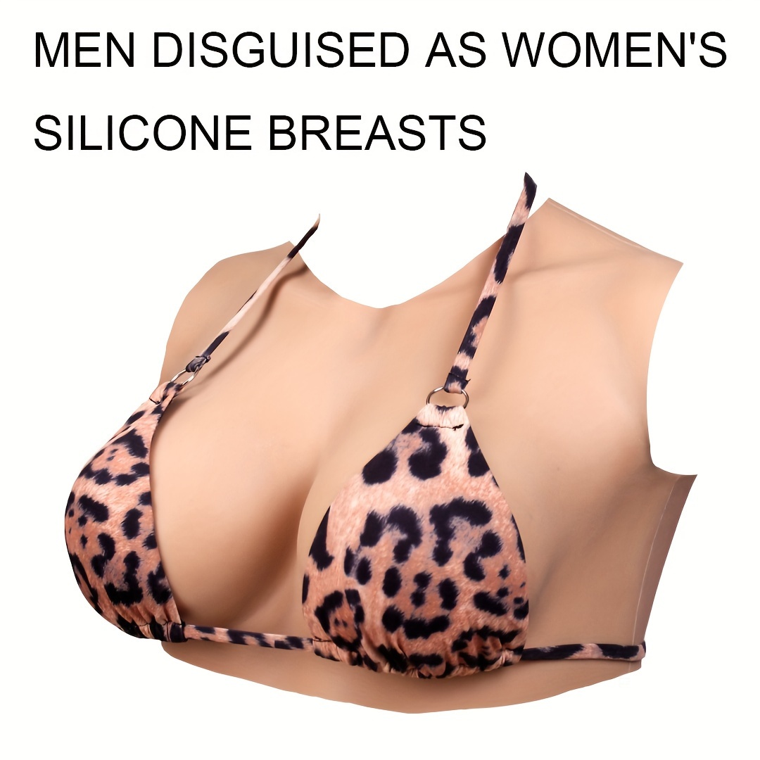 High Collar Style Fake Boobs Silicone Breastplate, Silicone