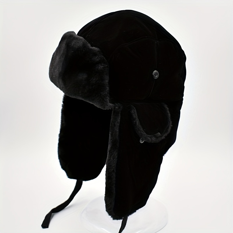 

1pc Men's Winter Plus Velvet Thick Cotton Hat With Ear Protection For Men Women, Ideal Choice For Gifts