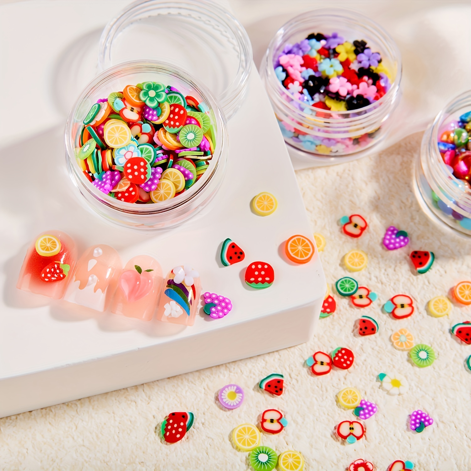 4 Jars) Nail Art Decoration Kit Colorful Style Include - Temu