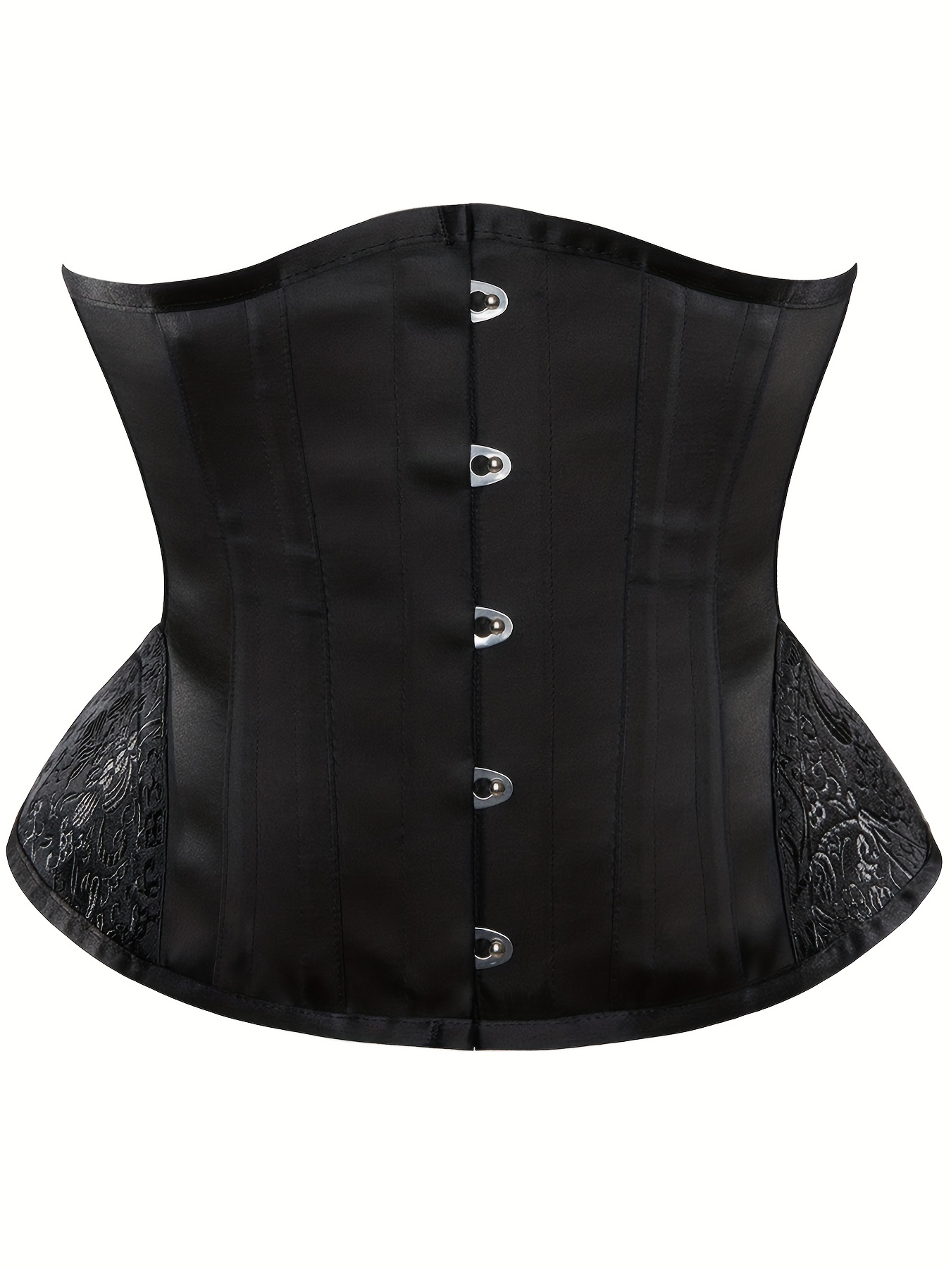Lace Over Bust Corsets Black Women Lace Up Zipper Piping Waist Trainer -  Milanoo.com