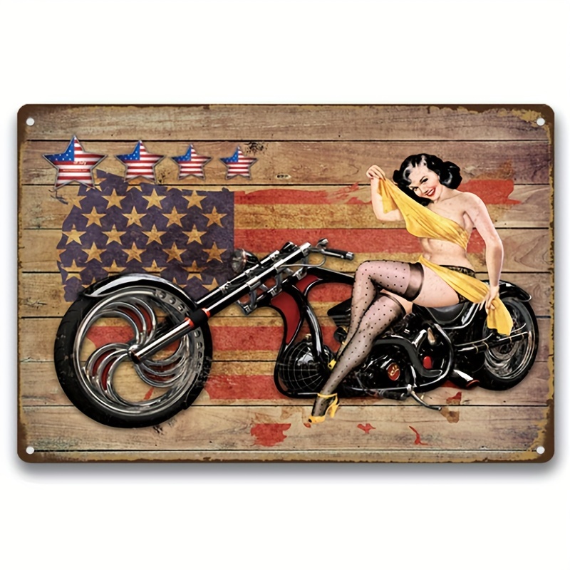 Vintage Metal Sign Pin Motorcycle Tin Sign Motor Garage Red - Temu