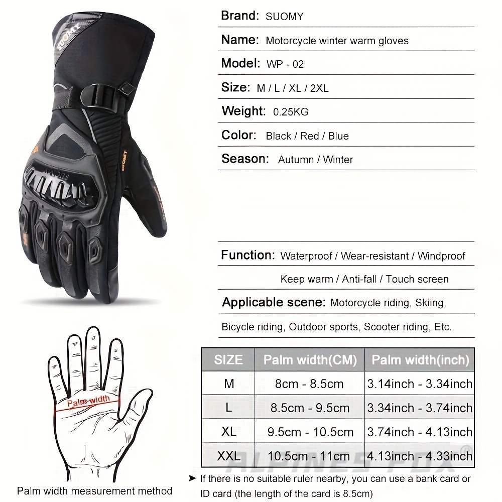 KEMIMOTO Winter Motorcycle Gloves, Cold Weather Motorcycle Gloves Men  Women, Touchscreen Waterproof Motorcycle Riding Gloves, Warm Cycling Gloves  for