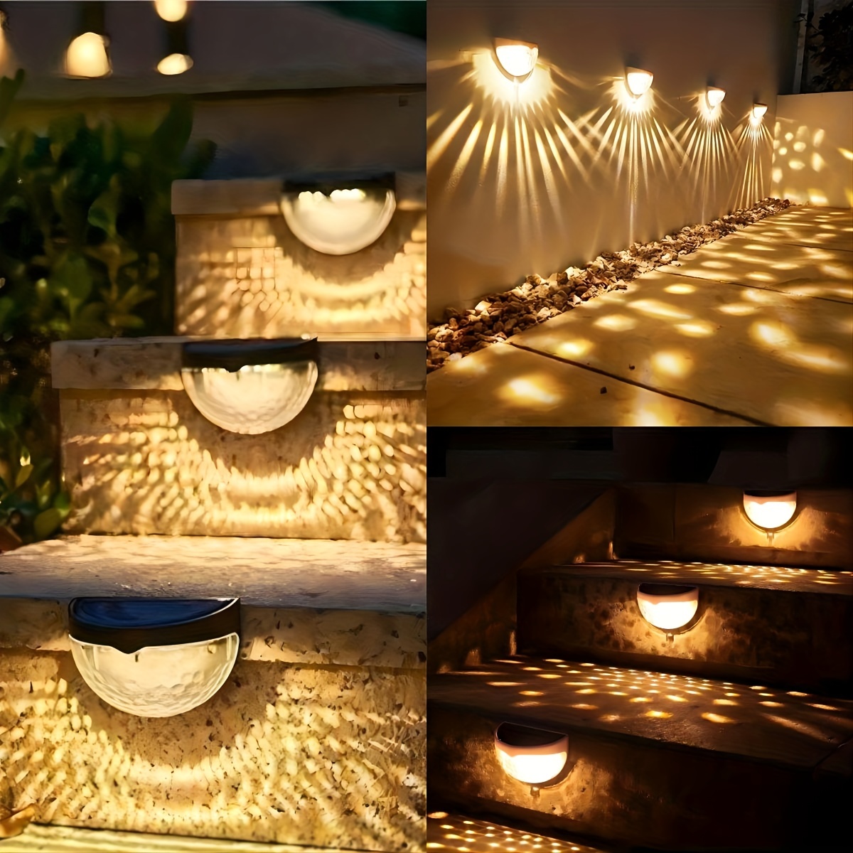 Staaricc 2/4/6pcs Solar Fence Lights, Deck Lights, Solar Wall Lights, Solar Wall Mount Outdoor Fence Lamp, IPX4, White LED Lamp, Lighting for Garden, Home, Patio, YardGarage, camping, Halloween, Christmas Party Decoration