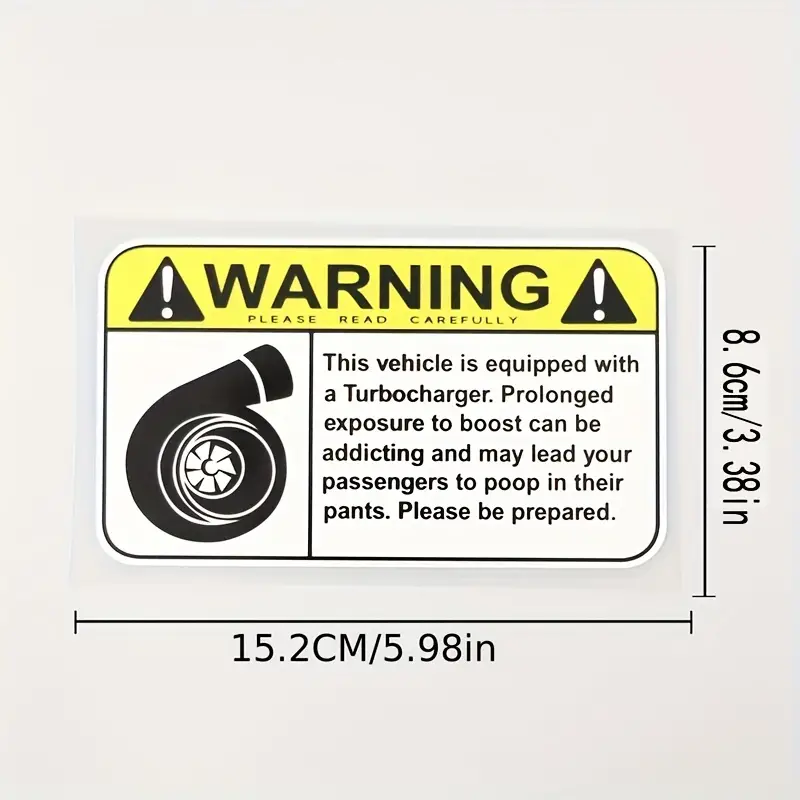 Car Sticker Funny Warning Sign Turbo Decal Pvc - Temu