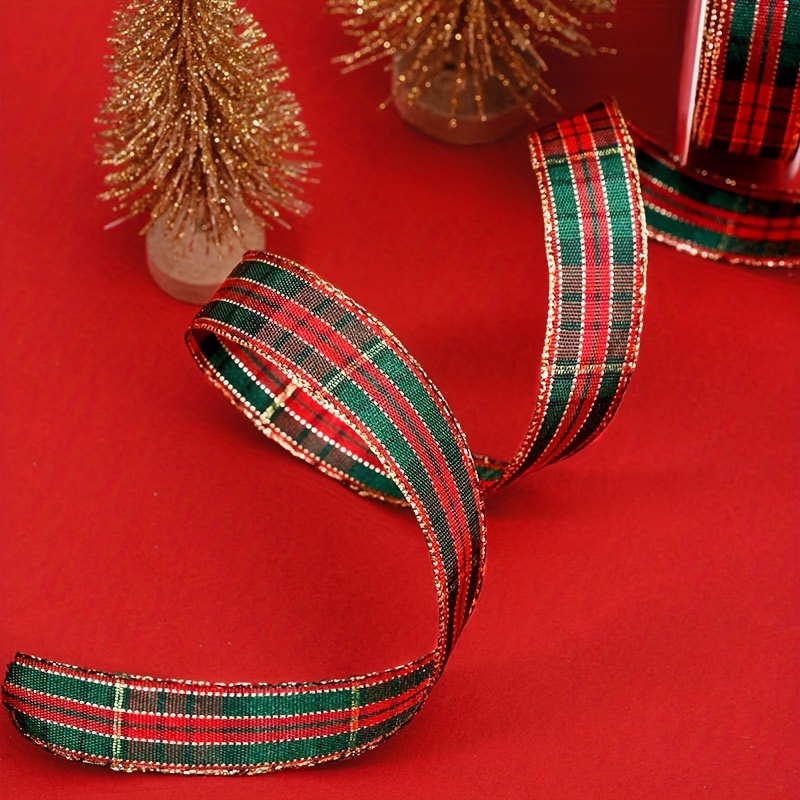 TureClos 5 Rolls 30 Yards Christmas Red Plaid Ribbon Gingham Ribbon Check  Wired Edge Wrapping Ribbon Tartan Ribbon for Christmas DIY Crafts Present  Wrapping Home Decorations Bows (1 Inch Wide) 