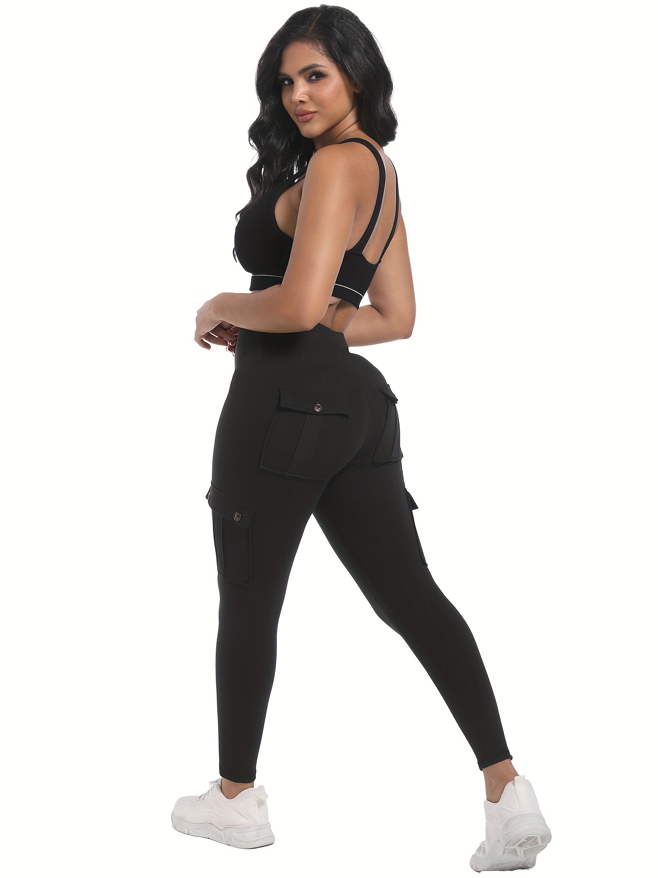 MRULIC yoga pants Women V Waist Butt Lifting Leggings With Pockets High  Waisted Yoga Pants yoga pants women Black + XL 