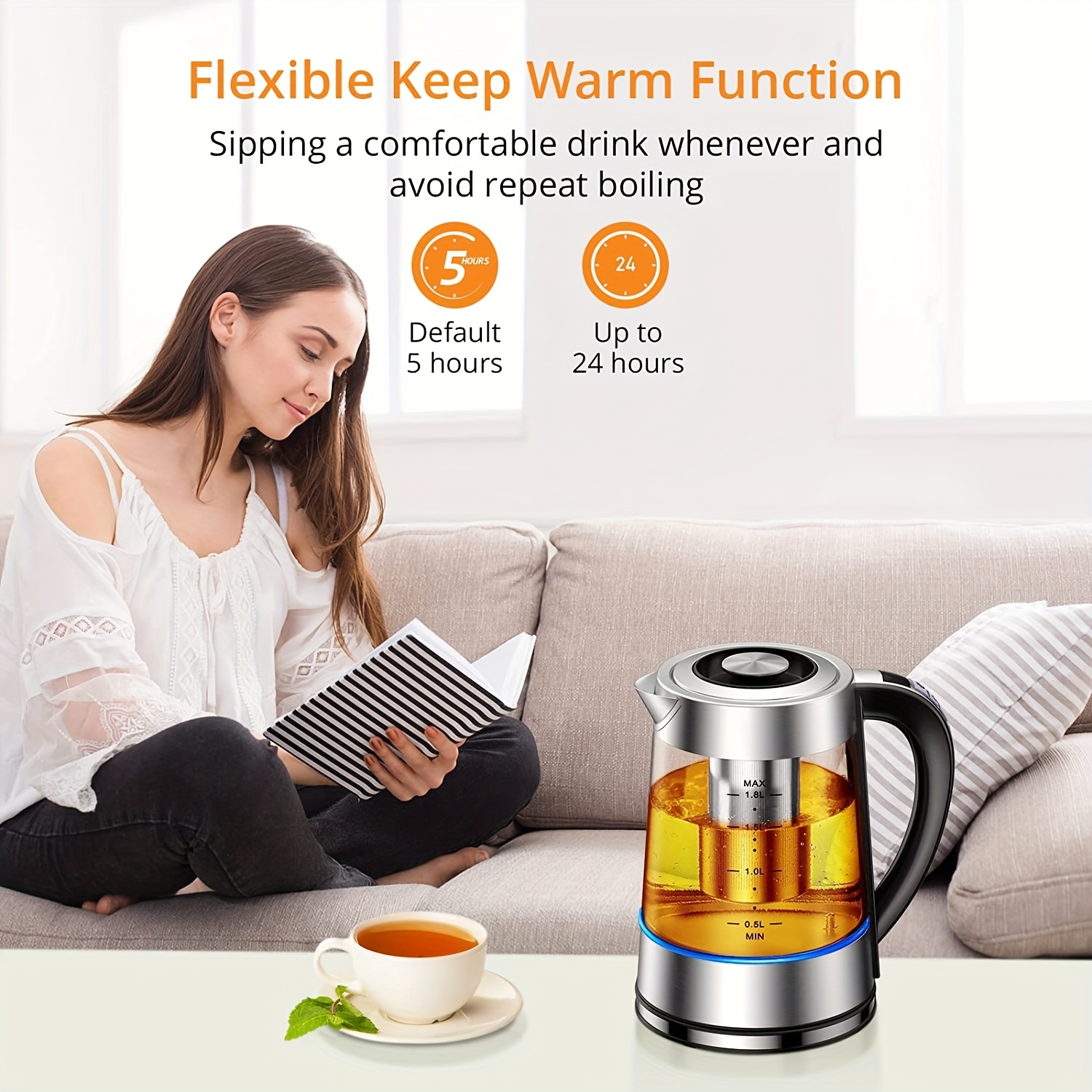 1pc 1.8l Glass Electric Kettle With Uk Plug, Health Tea Pot Portable Water  Boiler For Ultimate Convenient And Healthy Life Experience, Black