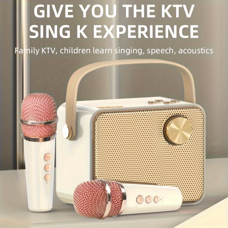 Máquina de karaoke para adultos/niños con 2 micrófonos inalámbricos,  sistema de altavoces PA Bluetooth portátil, máquina de sonido HD con eco y  corte