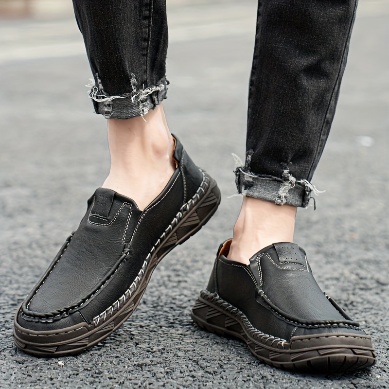 Men's Casual Slip On Leather Driving Shoes Soft Sole