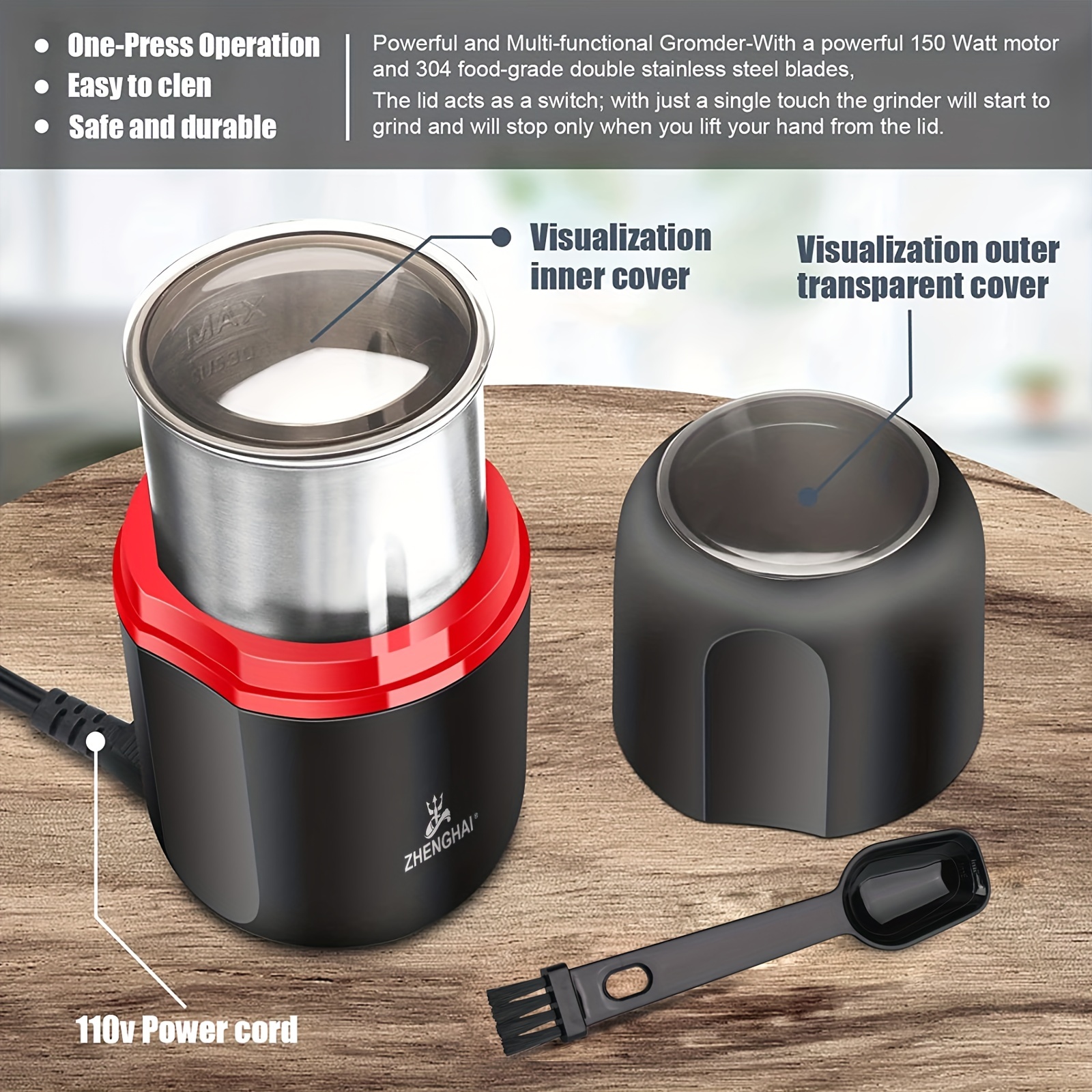 ZHENGHAI Electric Herb Grinder 150W Spice Grinder USB-C Rechargeable,  Compact Size, Easy On/Off. Fast Grinding Dry Spices Herbs, with Pulse Mode  and Cleaning Brush (Black) - Yahoo Shopping