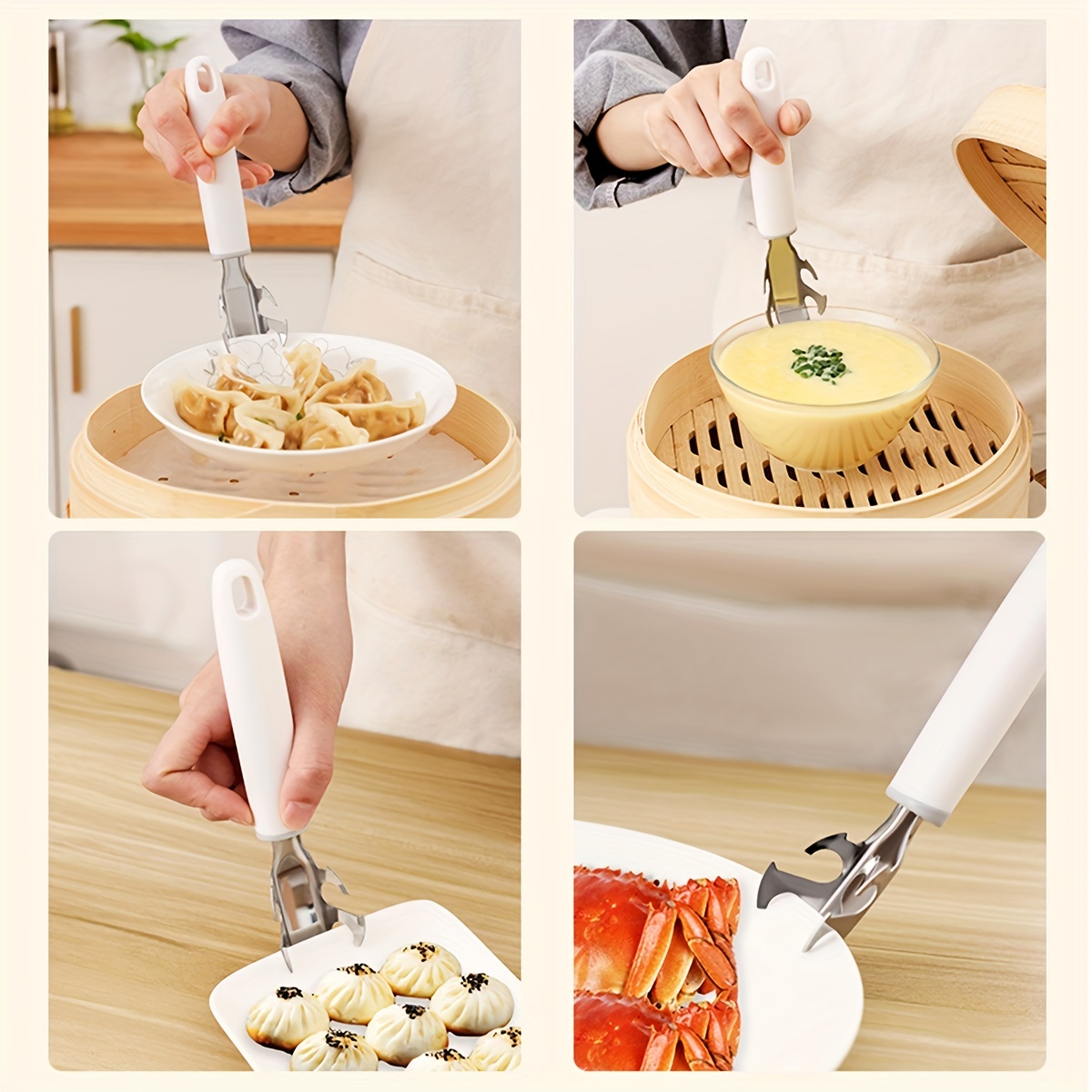 Bowl Pot Pan Gripper,Hot Plate Gripper, Hot Dish Plate Holder Pot Holder  Lifter Clip Clamp, Easy to Operate, Instant Pot Accessories, Kitchen Tongs