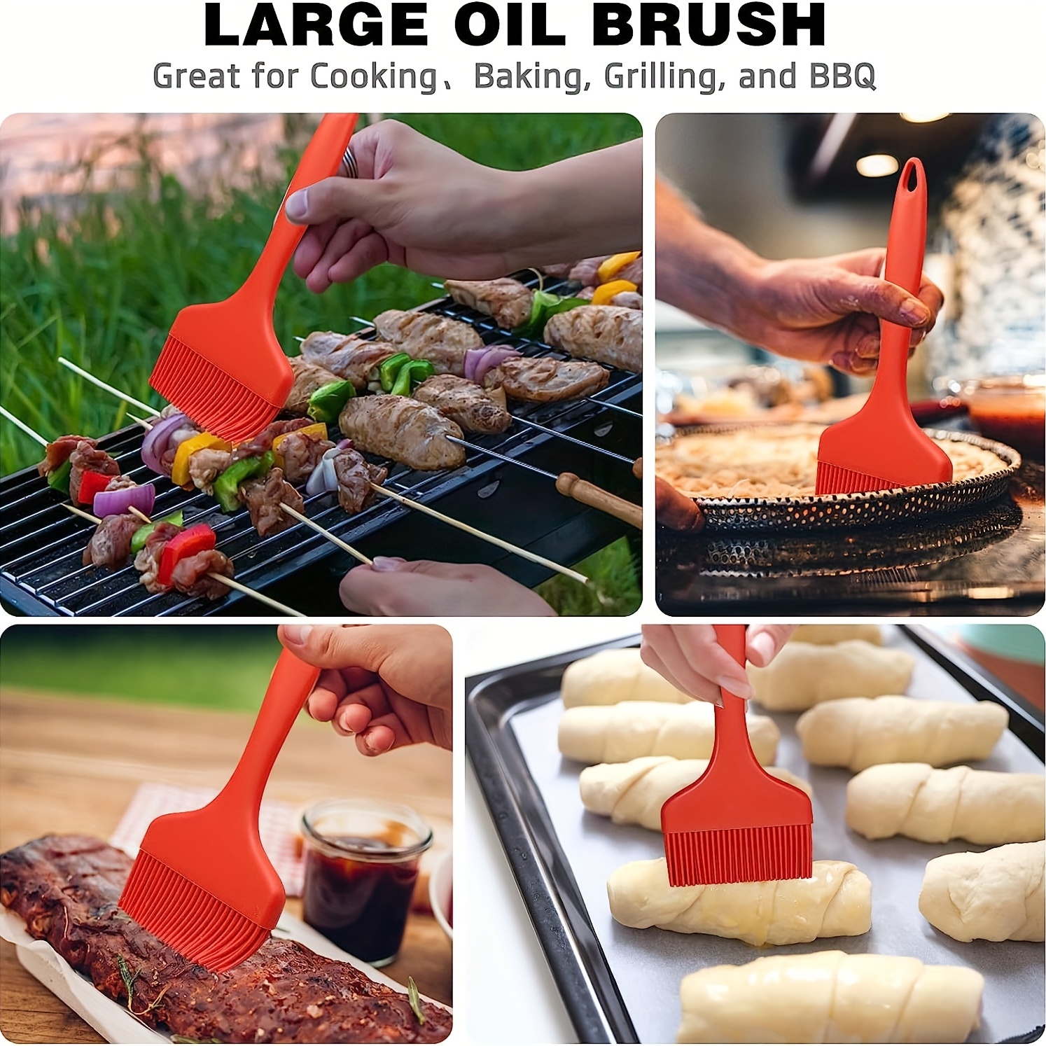 Pastry Brush, Heat Resistant Silicone Basting Brush for Kitchen