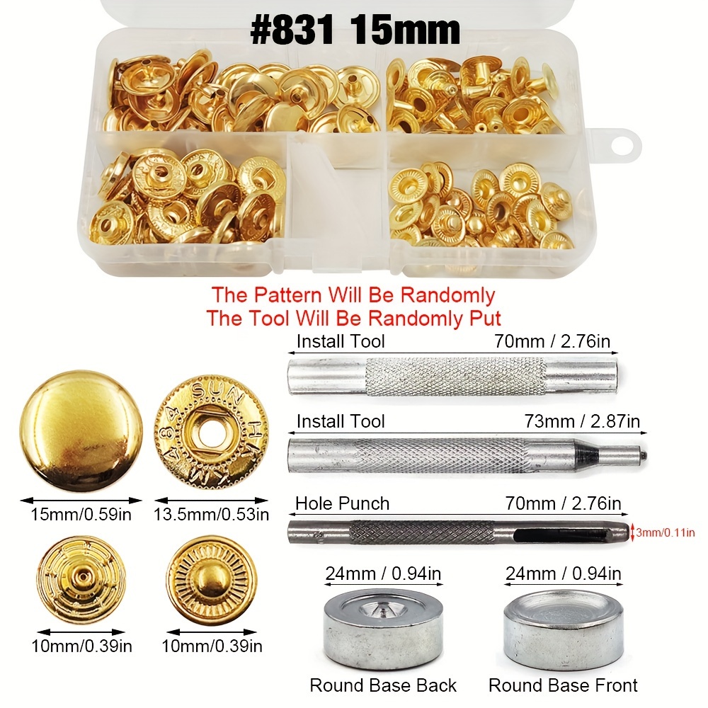 Snap Press Studs Heavy Duty Hardness Metal Button Snaps Gold ODM