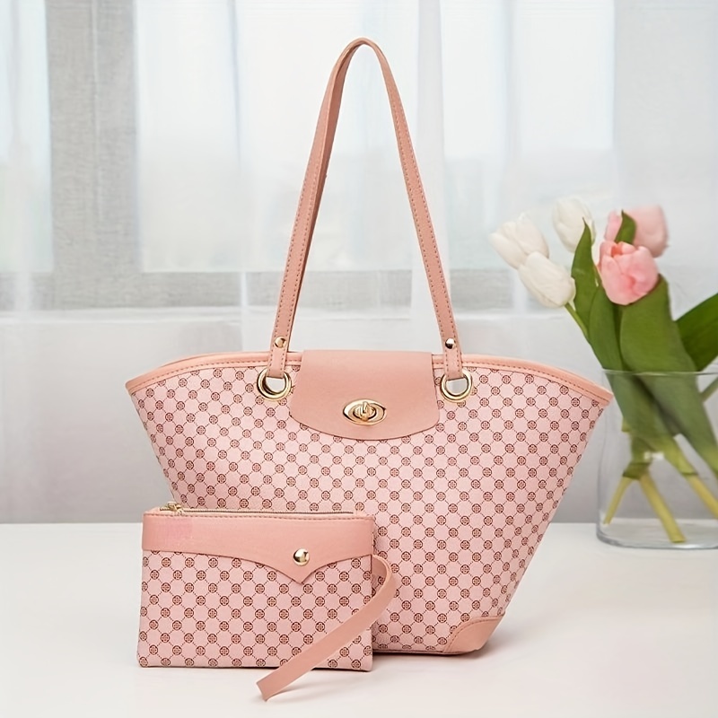 Pu tote clearance bag with clutch