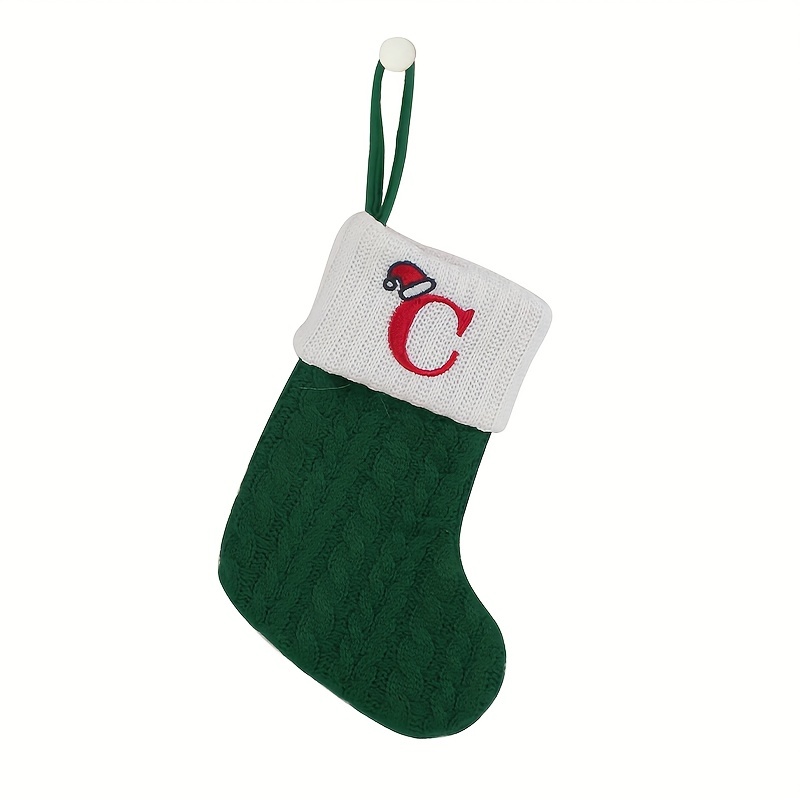 1pc Christmas Stocking With 26 Letter Initial Embroidered Mini 