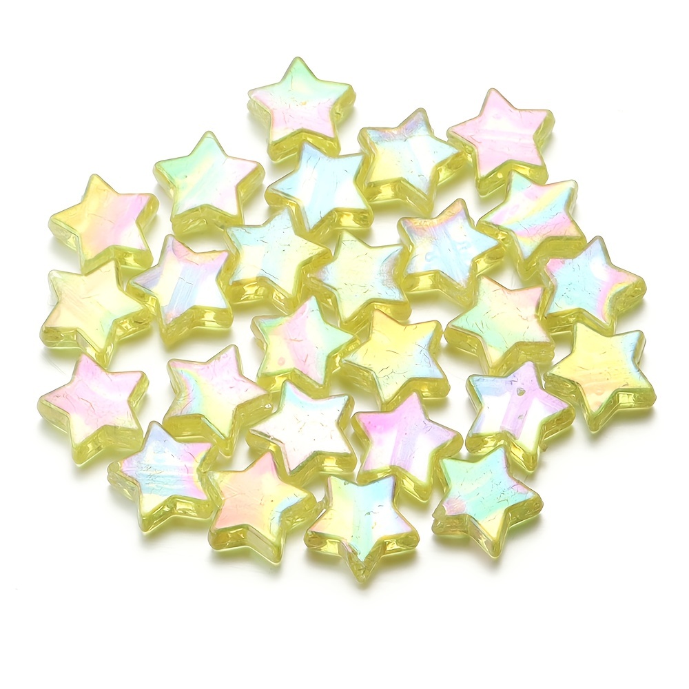100 Cuentas De Estrella Transparentes De 0.394 Pulgadas, Cuentas Espaciadoras De Vidrio Coloridas Para Hacer Joyas