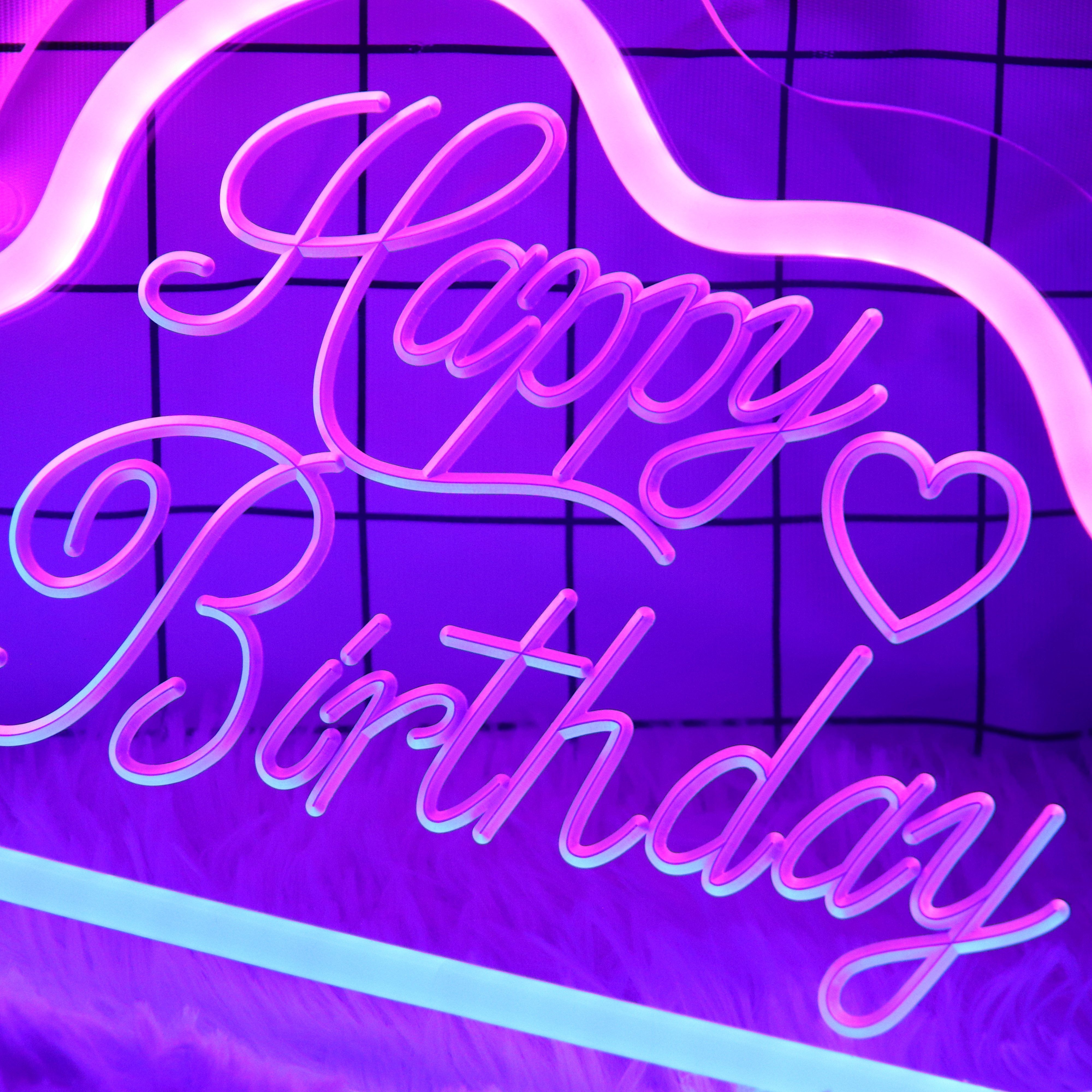 Happy Birthday Led Neon Sign Light Creative Birthday Cake - Temu