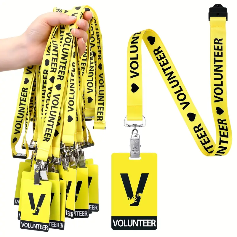 Volunteer Cards Clips Lanyard Cards Pvc Yellow Red Blue - Temu