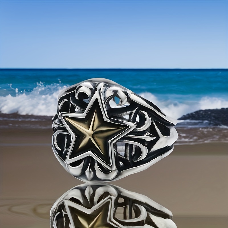 Pentagram Hollow Out Men's Ring