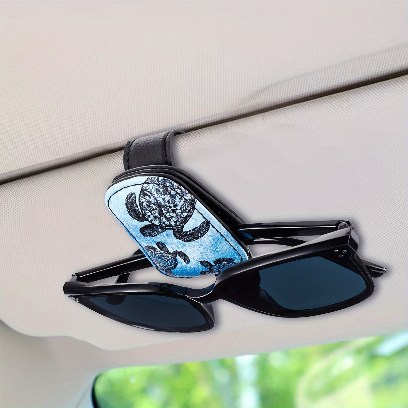 

1pc Turtle Pattern Sunglasses Holders For Car, Magnetic Faux Leather Sunglasses Clip For Car Visor, Car Interior Visor Accessories