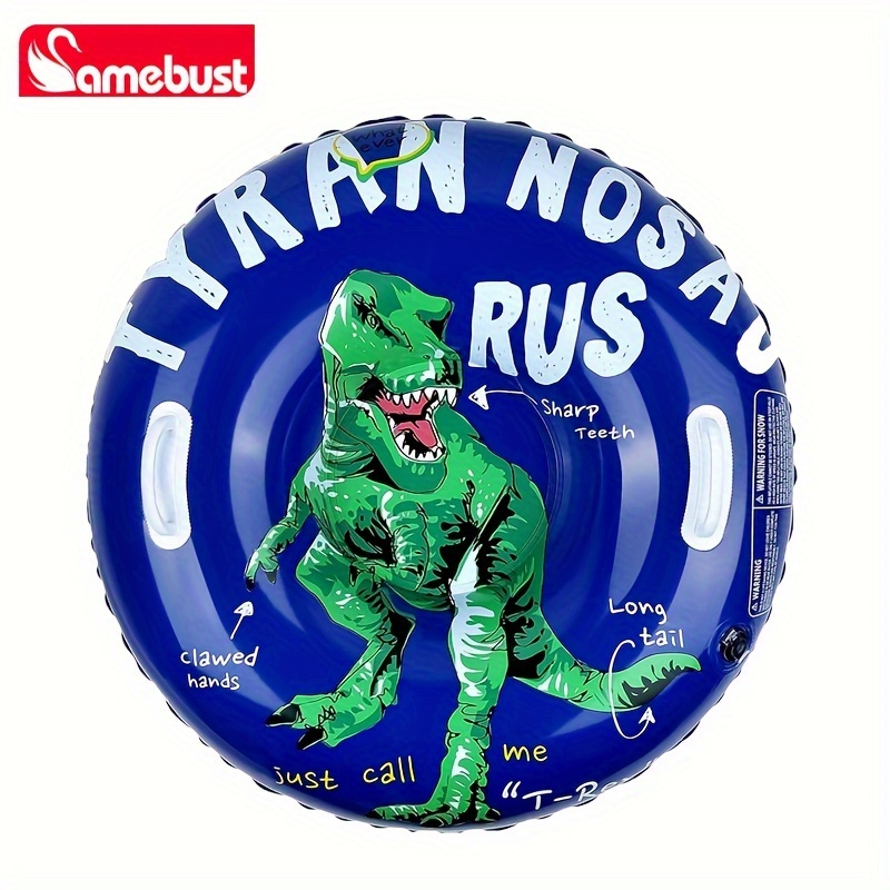 Image of Camebust Inflatable Snow Tube Thickened Pvc Heavy Duty Bottom For Snow With Handles Dinosaur Snow Tubes For Tubing Snow Sledge Inflatable Slide For Halloween & Christmas Outdoor Play