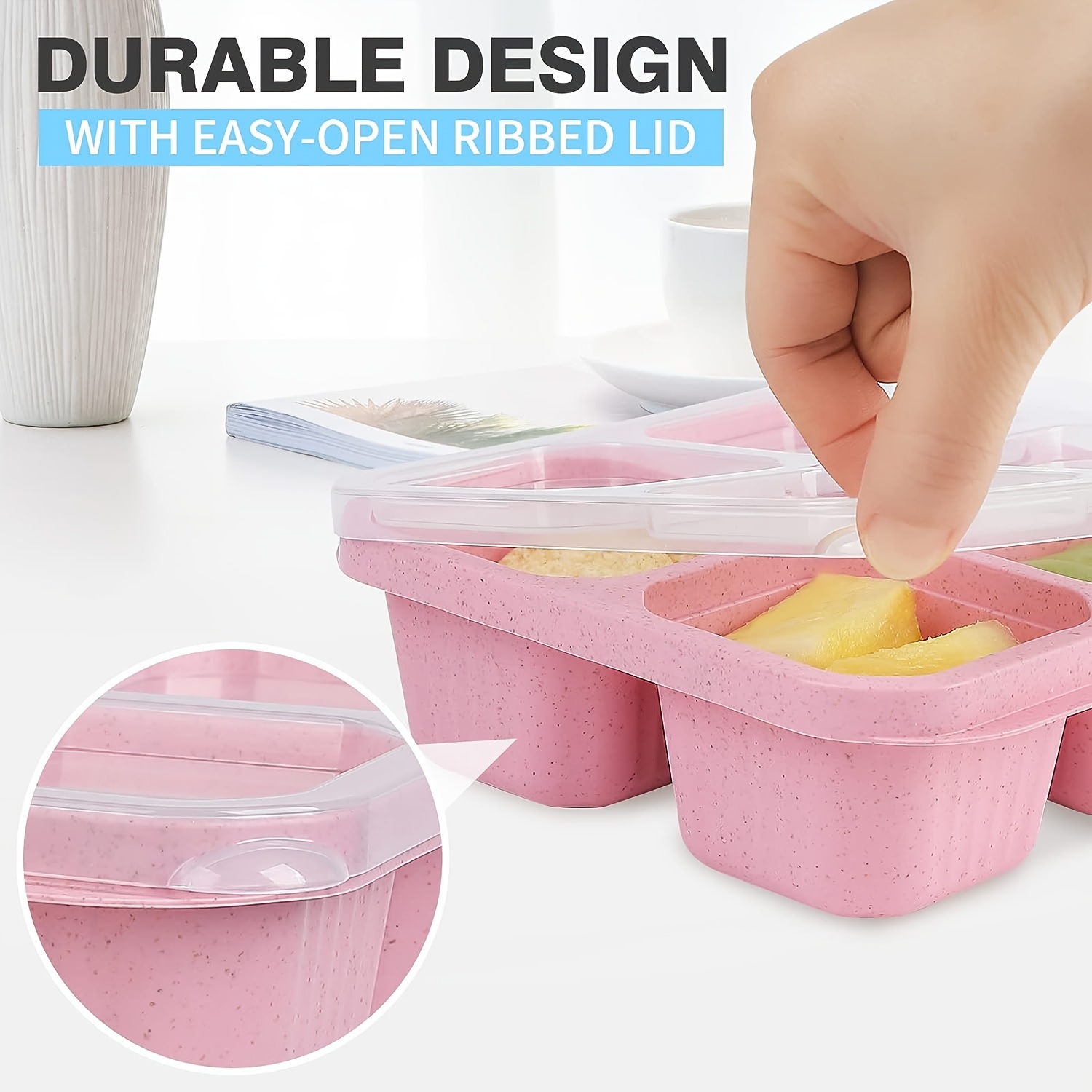 Wheat Straw Convenient Snack Container Set With 4-cell, Food Storage  Container, Meal Preparation Lunch Box, Plastic Food Storage Container,  Microwave And Dishwasher Safe, Kitchen Supplies - Temu