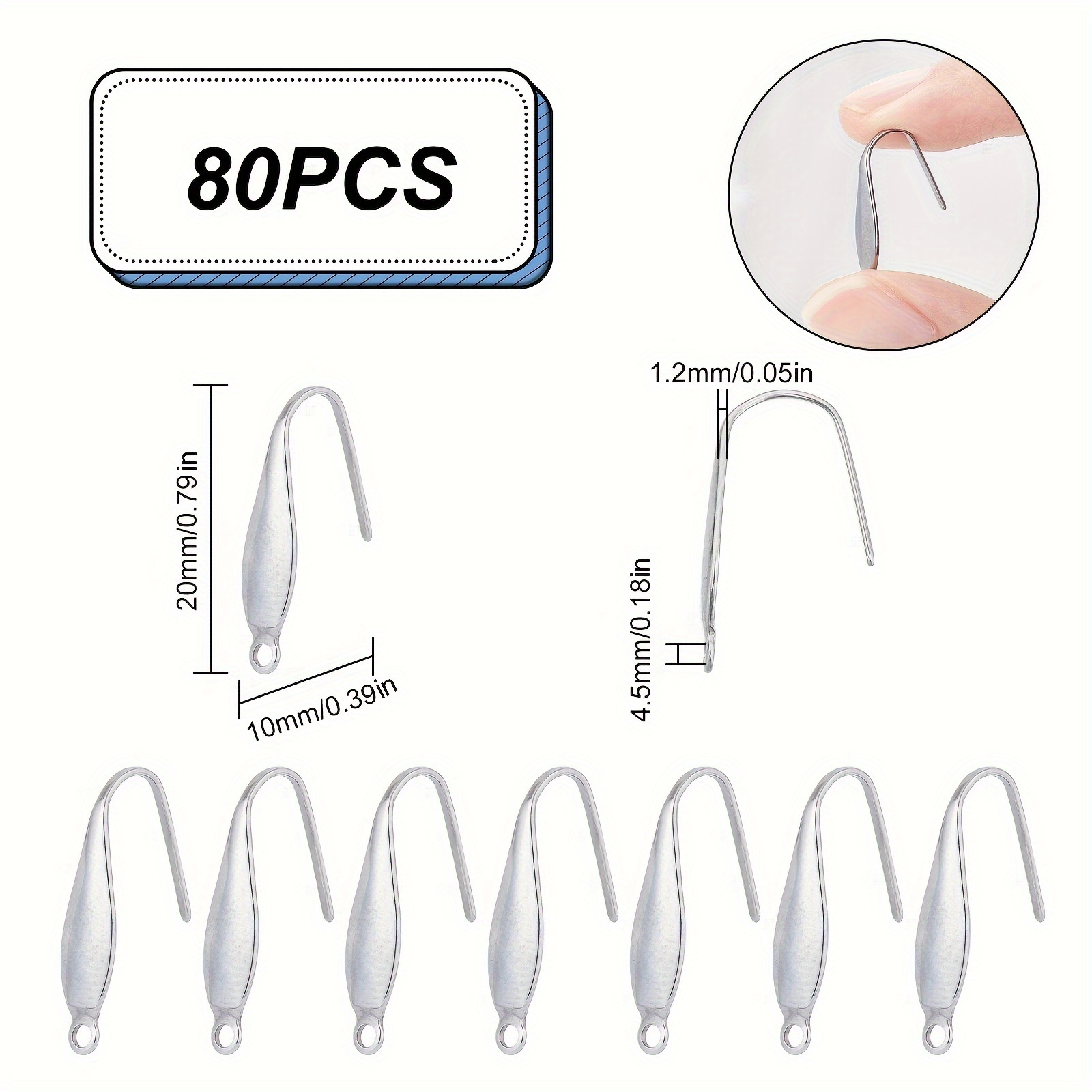 50pcs 5 Colors Plastic Earring Hooks Ear Wire with Loop Fish Hook
