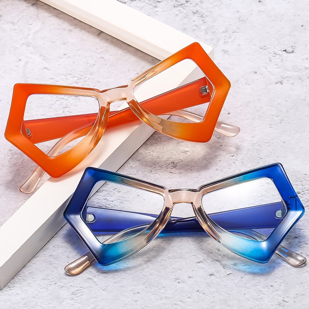 Y2K Polygon Cat Eye Eyeglass Frame Light Blocking Glasses