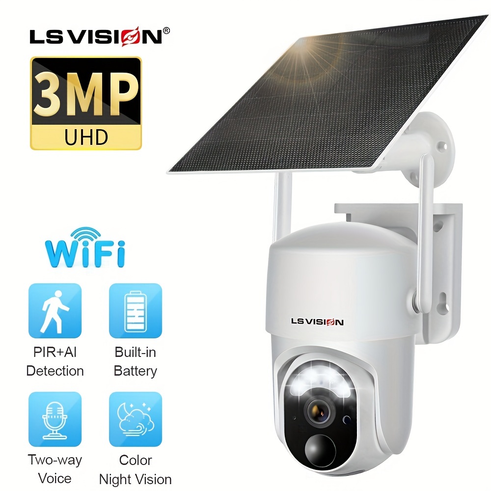 LSVISION - WIFI inalámbrico HD 1080P CCTV Seguridad en el hogar PIR humano  Detección de movimiento Panel